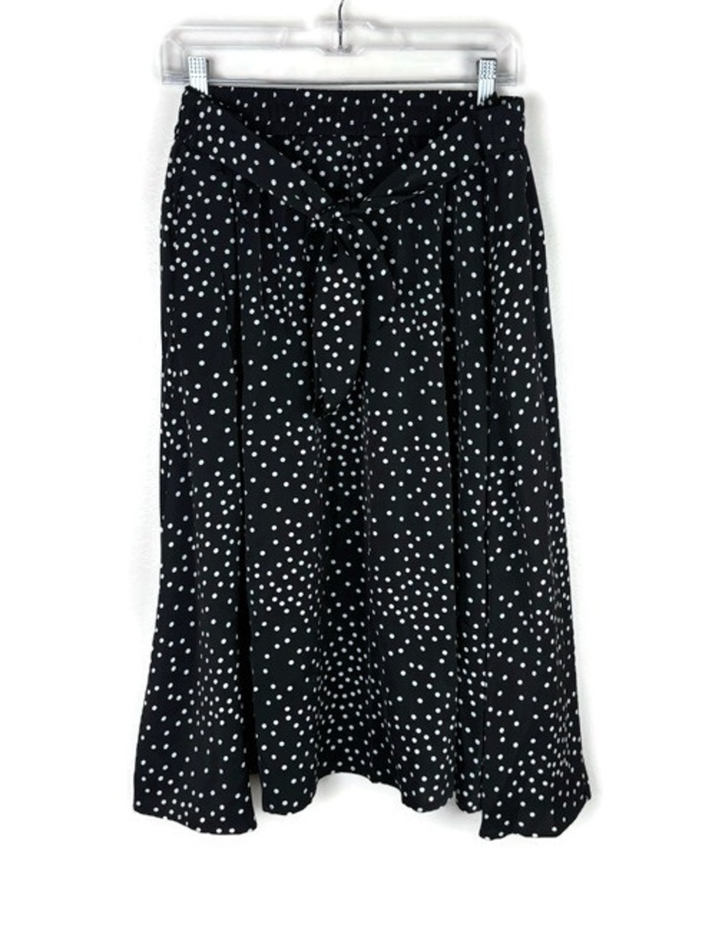Xpenyo Tie Waist Polka Dot Skirt in Black/White